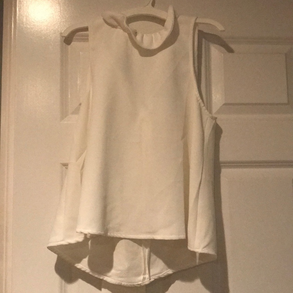 Cream Ruffle Neckline with tie back
